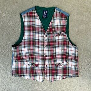 Vintage GAP Men’s Plaid Denim Vest Large